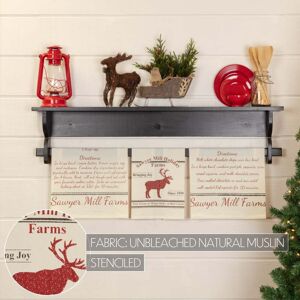 VHC Brands Sawyer Mill Holiday Reindeer And Recipes Tea Towel Set of 3 19x28 - Tea Towel 28x19 Natural Creme/Country Red/Charcoal Grey Tea Towel 28x19 VHC Brands Sawyer Mill Holiday Reindeer And Recipes Tea Towel Set of 3 19x28 - Tea Towel 28x19 Natural Creme/Country Red/Charcoal Grey Tea Towel 28x19