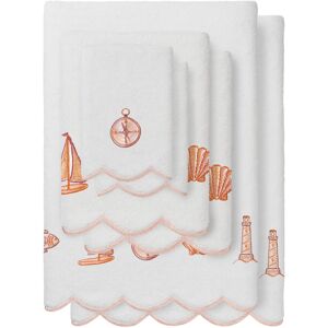 Authentic Hotel and Spa 100% Turkish Cotton SEA JOY Scallop Embellished Towel Collection White/Pink 6 Piece Set Authentic Hotel and Spa 100% Turkish Cotton SEA JOY Scallop Embellished Towel Collection White/Pink 6 Piece Set