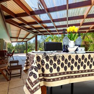 Handmade Earthy Spiral Floral Block Print Cotton Tablecloth Collection Gold,Beige,Blue 60 x 90 inches Handmade Earthy Spiral Floral Block Print Cotton Tablecloth Collection Gold,Beige,Blue 60 x 90 inches