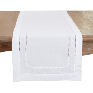 Saro Lifestyle Classic Hemstitch with Embroidered Border Table Runner White 16 Saro Lifestyle Classic Hemstitch with Embroidered Border Table Runner White 16