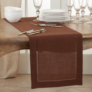 Saro Lifestyle Classic Hemstitch Border Table Runner Brown 16 Saro Lifestyle Classic Hemstitch Border Table Runner Brown 16