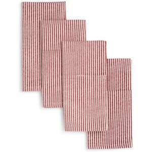 Veritas Striped Napkins by Sustainable Threads - 100% Cotton, Hand block printed, Fairtrade - 18x18 inch (Set of 4) Hibiscus Set of 4 Veritas Striped Napkins by Sustainable Threads - 100% Cotton, Hand block printed, Fairtrade - 18x18 inch (Set of 4) Hibiscus Set of 4