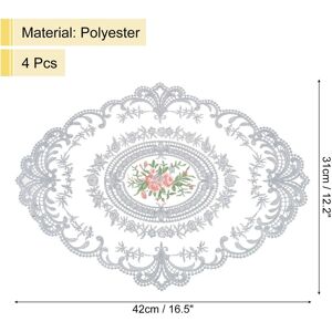 Unique 4Pack 12x16in Retro Lace Placemat Oval French Crochet Doilies - 12x16-in Blue Gray 12x16-in Unique 4Pack 12x16in Retro Lace Placemat Oval French Crochet Doilies - 12x16-in Blue Gray 12x16-in