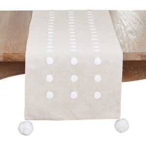 Saro Lifestyle Textured Dot & Pom Detail Linen Blend Table Runner - Non-Reversible Lined Runner for Dining Tables & Consoles, 16 Natural 16 Saro Lifestyle Textured Dot & Pom Detail Linen Blend Table Runner - Non-Reversible Lined Runner for Dining Tables & Consoles, 16 Natural 16