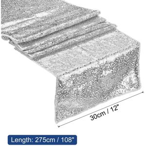 Unique Table Runner, Long Shining Sequin Table Runner Silver 108 Unique Table Runner, Long Shining Sequin Table Runner Silver 108