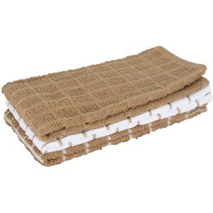 RITZ Cotton Terry Check Kitchen Towels (Set of 3) Mocha Set of 3 RITZ Cotton Terry Check Kitchen Towels (Set of 3) Mocha Set of 3