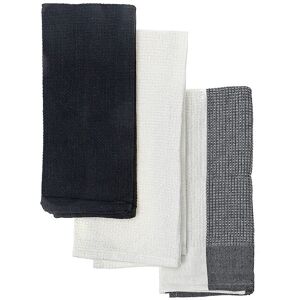 IH Casa Decor Kitchen Towel Set Of 3 PCs Block Print Waffle Black Black Set of 3 IH Casa Decor Kitchen Towel Set Of 3 PCs Block Print Waffle Black Black Set of 3