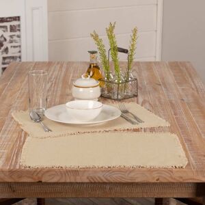 VHC Brands Burlap Placemat Fringed Set of 6 12x18 - Placemat 12x18 Vintage Tan Placemat 12x18 VHC Brands Burlap Placemat Fringed Set of 6 12x18 - Placemat 12x18 Vintage Tan Placemat 12x18