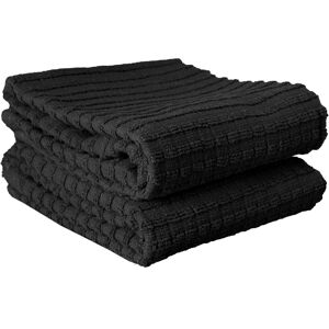RITZ Royale Solid Cotton Kitchen Towels (Set of 2) Black Set of 2 RITZ Royale Solid Cotton Kitchen Towels (Set of 2) Black Set of 2