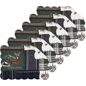 C&F Home Greenstone Pines Scalloped Placemats Set of 6 Black Bear Moose, 13 Green 19.0 In. L X 13.0 In. W C&F Home Greenstone Pines Scalloped Placemats Set of 6 Black Bear Moose, 13 Green 19.0 In. L X 13.0 In. W