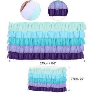 Unique 1Pcs Ruffle Table Skirt Tutu Tablecloth for Party Table Decoration - Blue-Purple 14ft Unique 1Pcs Ruffle Table Skirt Tutu Tablecloth for Party Table Decoration - Blue-Purple 14ft