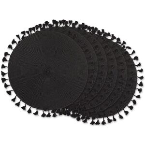 DII Nautical Blue Round Fringed Placemat Set/6 Black Tassel Set of 6 DII Nautical Blue Round Fringed Placemat Set/6 Black Tassel Set of 6