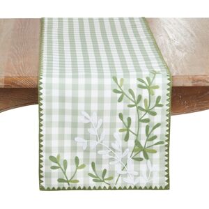 Saro Lifestyle Embroidered Gingham Table Runner - Non-Reversible Decorative Table Runner for Dining Table, 16 Green 16 Saro Lifestyle Embroidered Gingham Table Runner - Non-Reversible Decorative Table Runner for Dining Table, 16 Green 16