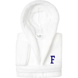 Authentic Hotel and Spa Sweet Kids 100% Polyester SUPER PLUSH Double Brushed Hooded Bathrobe with Navy Bookman Monogram F Medium Authentic Hotel and Spa Sweet Kids 100% Polyester SUPER PLUSH Double Brushed Hooded Bathrobe with Navy Bookman Monogram F Medium