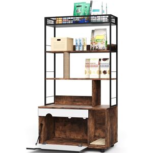 Garvee Cat Litter Box Enclosure with Storage Shelves Hidden Litter Box Furniture with Scratching Post Indoor Cabinet Pet House Brown Garvee Cat Litter Box Enclosure with Storage Shelves Hidden Litter Box Furniture with Scratching Post Indoor Cabinet Pet House Brown