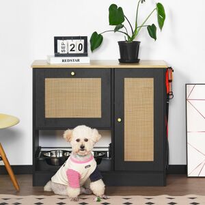 Kodotan sofa Feeding station with 2 lockers, Pet Feeding Station With 2 elevated Dog Bowls, Side Hooks, Hidden Pet Feeding Station Black+Vintage 14.57 In. W X 29.53 In. H X 33.07 In. D Kodotan sofa Feeding station with 2 lockers, Pet Feeding Station With 2 elevated Dog Bowls, Side Hooks, Hidden Pet Feeding Station Black+Vintage 14.57 In. W X 29.53 In. H X 33.07 In. D