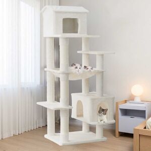 Kodotan sofa 64 in Cat Tree with Unique Cat House, Hammock, Scratching Posts, Plush Cat Tower for Indoor Cats for Multiple Cats Beige 18.1 In. W X 64.0 In. H X 21.7 In. D Kodotan sofa 64 in Cat Tree with Unique Cat House, Hammock, Scratching Posts, Plush Cat Tower for Indoor Cats for Multiple Cats Beige 18.1 In. W X 64.0 In. H X 21.7 In. D