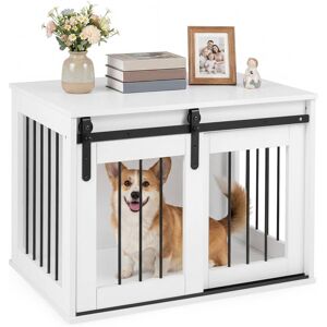 Gymax Dog Crate Furniture 31.5'' Heavy Duty Dog Kennel w/Sliding Barn White 31.5 In. L X 21.5 In. W X 22.5 In. H Gymax Dog Crate Furniture 31.5'' Heavy Duty Dog Kennel w/Sliding Barn White 31.5 In. L X 21.5 In. W X 22.5 In. H