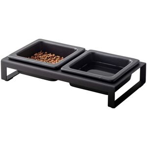 Yamazaki Home Pet Food Bowls - Two Styles, Steel and Ceramic, Short, 1.25 cups, 300 milliliters per bowl Black L 6.1 x W 11.42 x H 2.36 inches Yamazaki Home Pet Food Bowls - Two Styles, Steel and Ceramic, Short, 1.25 cups, 300 milliliters per bowl Black L 6.1 x W 11.42 x H 2.36 inches
