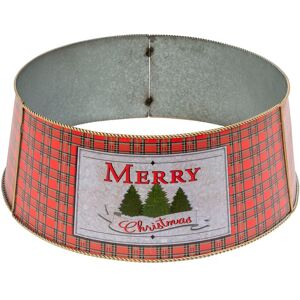 GIL Galvanized Metal Merry Christmas Buffalo Plaid Tree Collar Red 27.75 In. L X 27.75 In. W X 10.0 In. H GIL Galvanized Metal Merry Christmas Buffalo Plaid Tree Collar Red 27.75 In. L X 27.75 In. W X 10.0 In. H