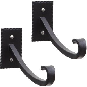 Achla Designs Set of 2 Lodge Up Curled Brackets w/Multiple Hooks, 7.75 Inch Long, Black Powder Coat Finish Black 7.75 In. L X 2.0 In. W X 3.5 In. H Achla Designs Set of 2 Lodge Up Curled Brackets w/Multiple Hooks, 7.75 Inch Long, Black Powder Coat Finish Black 7.75 In. L X 2.0 In. W X 3.5 In. H