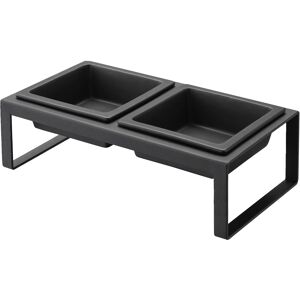 Yamazaki Home Pet Food Bowl - Two Styles, Steel and Ceramic, Tall, 1.25 cups, 300 milliliters per bowl Black L 6.1 x W 11.42 x H 3.94 inches Yamazaki Home Pet Food Bowl - Two Styles, Steel and Ceramic, Tall, 1.25 cups, 300 milliliters per bowl Black L 6.1 x W 11.42 x H 3.94 inches