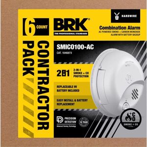 BRK Ionization Smoke and Carbon Monoxide Detector 6 pk White 5.6 In. L X 1.9 In. W X 5.6 In. H BRK Ionization Smoke and Carbon Monoxide Detector 6 pk White 5.6 In. L X 1.9 In. W X 5.6 In. H