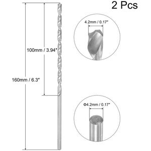 Unique High Speed Steel Extended Twist Drill Bits 1.5mm Drill Dia. 160mm Length 2 Pcs 4.2x160mm Unique High Speed Steel Extended Twist Drill Bits 1.5mm Drill Dia. 160mm Length 2 Pcs 4.2x160mm