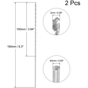 Unique High Speed Steel Extended Twist Drill Bits 1.5mm Drill Dia. 160mm Length 2 Pcs 2x160mm Unique High Speed Steel Extended Twist Drill Bits 1.5mm Drill Dia. 160mm Length 2 Pcs 2x160mm