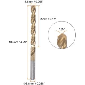 Unique Titanium Coated M42 High Speed Steel Cobalt Twist Drill Bit, 1pcs 6.8mm Unique Titanium Coated M42 High Speed Steel Cobalt Twist Drill Bit, 1pcs 6.8mm