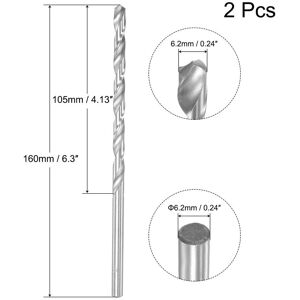 Unique High Speed Steel Extended Twist Drill Bits 1.5mm Drill Dia. 160mm Length 2 Pcs 6.2x160mm Unique High Speed Steel Extended Twist Drill Bits 1.5mm Drill Dia. 160mm Length 2 Pcs 6.2x160mm