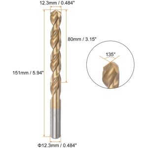 Unique Titanium Coated M42 High Speed Steel Cobalt (HSS) Twist Drill Bit 12.3mm Unique Titanium Coated M42 High Speed Steel Cobalt (HSS) Twist Drill Bit 12.3mm