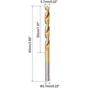 Unique HSS Straight Shank Twist Drill Bit Fully Ground Titanium Coated Drilling 5.7mm x 50mm x 93mm Unique HSS Straight Shank Twist Drill Bit Fully Ground Titanium Coated Drilling 5.7mm x 50mm x 93mm