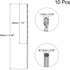Unique 10 Pcs 1.2mm Mini Twist Drill Bits, High-Speed Steel Extra Long Drill Bit 65mm 1.2x65mm Unique 10 Pcs 1.2mm Mini Twist Drill Bits, High-Speed Steel Extra Long Drill Bit 65mm 1.2x65mm