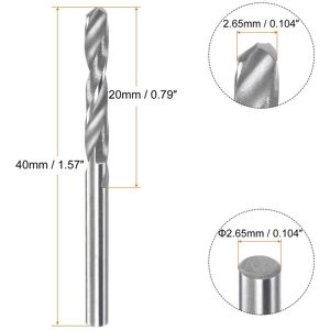 Unique C3/K10 Tungsten Carbide Precision Straight Shank Twist Drill Bit - Silver Tone 2.65mm Unique C3/K10 Tungsten Carbide Precision Straight Shank Twist Drill Bit - Silver Tone 2.65mm