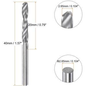 Unique 2pcs C3/K10 Tungsten Carbide Precision Straight Shank Twist Drill Bit - Silver Tone 2.65mm Unique 2pcs C3/K10 Tungsten Carbide Precision Straight Shank Twist Drill Bit - Silver Tone 2.65mm