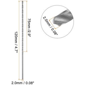 Unique 10pcs Extra Long Drill Bits, HSS High Speed Steel Drill Bit 2mmx120mm Unique 10pcs Extra Long Drill Bits, HSS High Speed Steel Drill Bit 2mmx120mm