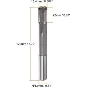 Unique 15.4mm H7 Tungsten Carbide Tip Straight Flutes Lathe Machine Chucking Reamer Gray 15.4mm Unique 15.4mm H7 Tungsten Carbide Tip Straight Flutes Lathe Machine Chucking Reamer Gray 15.4mm