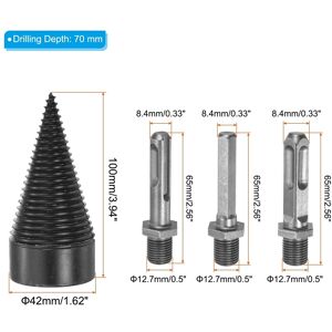 Unique 7Pcs Firewood Log Splitter Drill Bit Electric Drills Screw Cone Driver 42mm Unique 7Pcs Firewood Log Splitter Drill Bit Electric Drills Screw Cone Driver 42mm