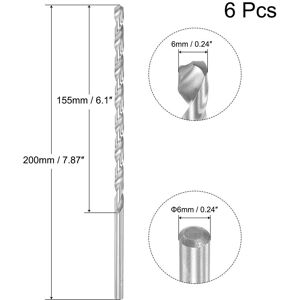 Unique High Speed Steel Extended Twist Drill Bits 2mm Drill Dia. 200mm Length 6 Pcs 6x200mm Unique High Speed Steel Extended Twist Drill Bits 2mm Drill Dia. 200mm Length 6 Pcs 6x200mm