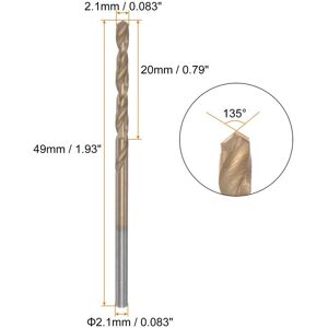 Unique 5pcs Titanium Coated M42 High Speed Steel Cobalt Twist Drill Bits 2.1mm Unique 5pcs Titanium Coated M42 High Speed Steel Cobalt Twist Drill Bits 2.1mm