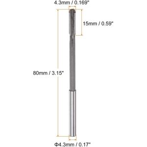Unique 4.3mm H7 Tungsten Carbide Tip Straight Flutes Lathe Machine Chucking Reamer Gray 4.3mm Unique 4.3mm H7 Tungsten Carbide Tip Straight Flutes Lathe Machine Chucking Reamer Gray 4.3mm