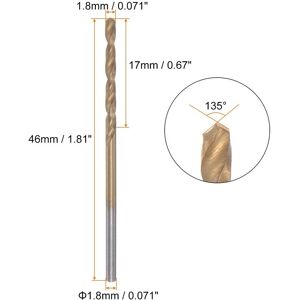 Unique 3pcs Titanium Coated M42 High Speed Steel Cobalt Twist Drill Bits 1.8mm Unique 3pcs Titanium Coated M42 High Speed Steel Cobalt Twist Drill Bits 1.8mm