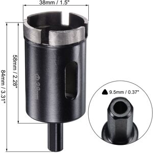 Unique Diamond Core Drill Bits Dry or Wet for Concrete Brick Block Masonry - Black 1.5 Unique Diamond Core Drill Bits Dry or Wet for Concrete Brick Block Masonry - Black 1.5