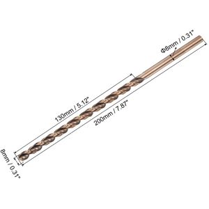Unique M35 High Speed Steel Parabolic Flute Drill Bit, 2.5mm Drill Dia. 95mm Length - Gold Tone 8mm x 200mm Unique M35 High Speed Steel Parabolic Flute Drill Bit, 2.5mm Drill Dia. 95mm Length - Gold Tone 8mm x 200mm