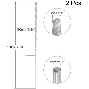 Unique High Speed Steel Extended Twist Drill Bits 1.5mm Drill Dia. 160mm Length 2 Pcs 3x160mm Unique High Speed Steel Extended Twist Drill Bits 1.5mm Drill Dia. 160mm Length 2 Pcs 3x160mm