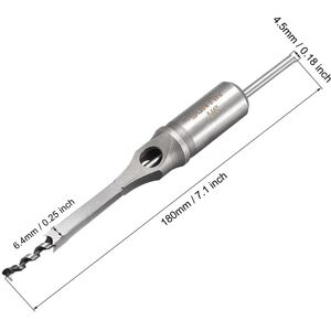 Unique Square Hole Drill Bits for Wood 6.4mm x 180mm Mortising Chisel Bit Cutter Tool - Silver - 6.4mm x 180mm Silver 6.4mm x 180mm Unique Square Hole Drill Bits for Wood 6.4mm x 180mm Mortising Chisel Bit Cutter Tool - Silver - 6.4mm x 180mm Silver 6.4mm x 180mm