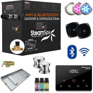 SteamSpa Black Series Steam Bath Generator with Fully Wireless Remote, BLUETOOTH, WIFI, and Auto Drain - 12 KW Chrome 12 KW SteamSpa Black Series Steam Bath Generator with Fully Wireless Remote, BLUETOOTH, WIFI, and Auto Drain - 12 KW Chrome 12 KW