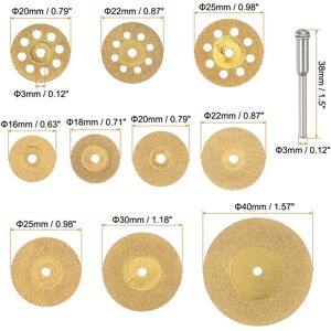 Unique 10pcs Diamond Cutting Wheel 16mm to 40mm Titanium Coating Diamond Wheels - Gold Gold Unique 10pcs Diamond Cutting Wheel 16mm to 40mm Titanium Coating Diamond Wheels - Gold Gold