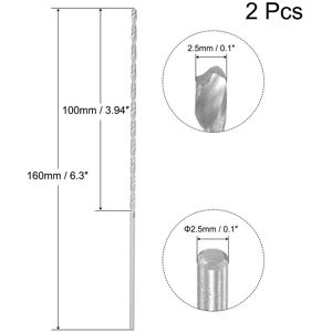 Unique High Speed Steel Extended Twist Drill Bits 1.5mm Drill Dia. 160mm Length 2 Pcs 2.5x160mm Unique High Speed Steel Extended Twist Drill Bits 1.5mm Drill Dia. 160mm Length 2 Pcs 2.5x160mm
